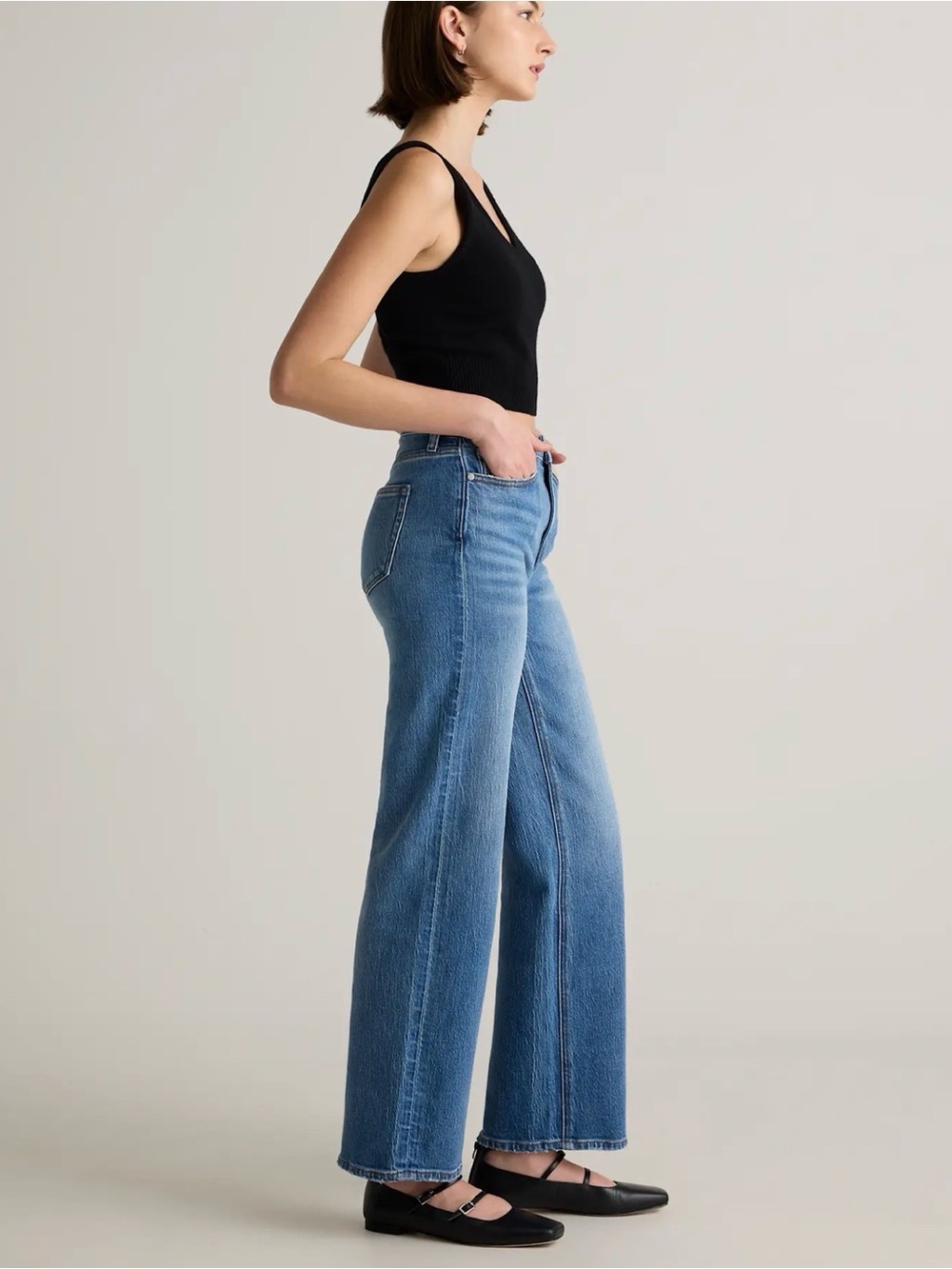 Quince Bella Stretch Relaxed Straight Jeans Long Atlantic Blue - Picture 2 of 8